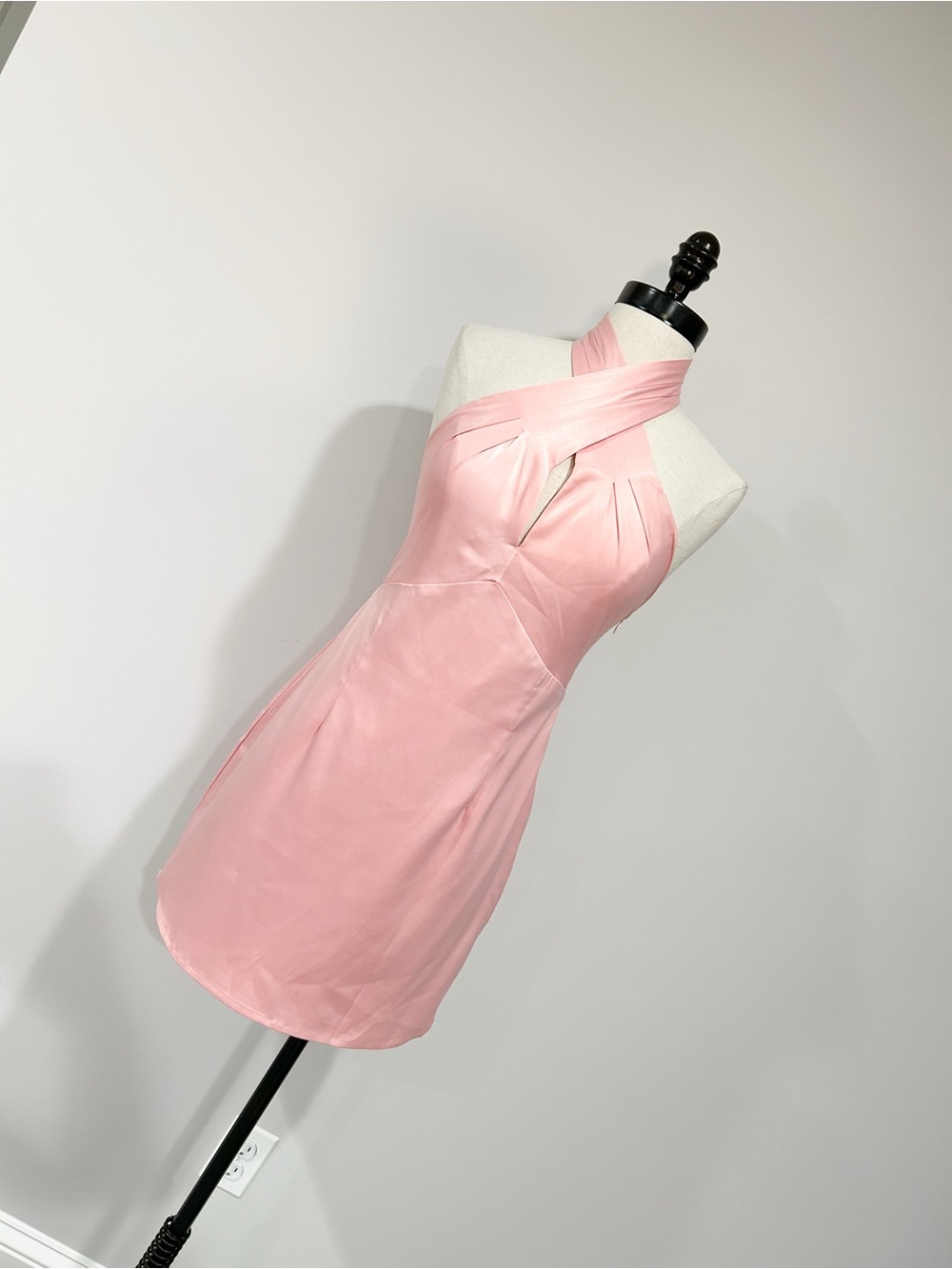 superdown Blush Pink Cross Halter Mini Dress